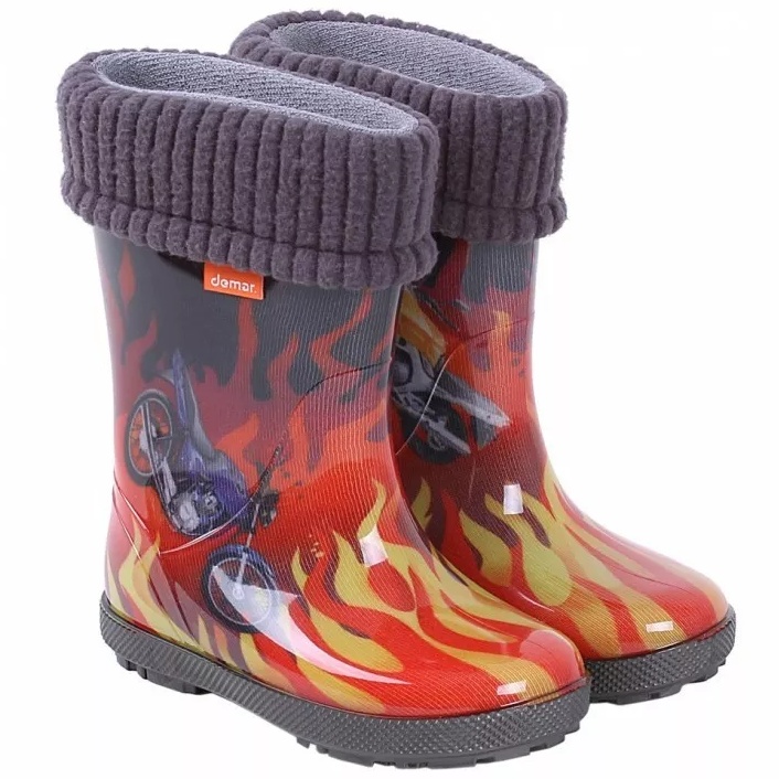 Dětské zateplené holínky Demar Hawai Lux Exclusive ED plameny